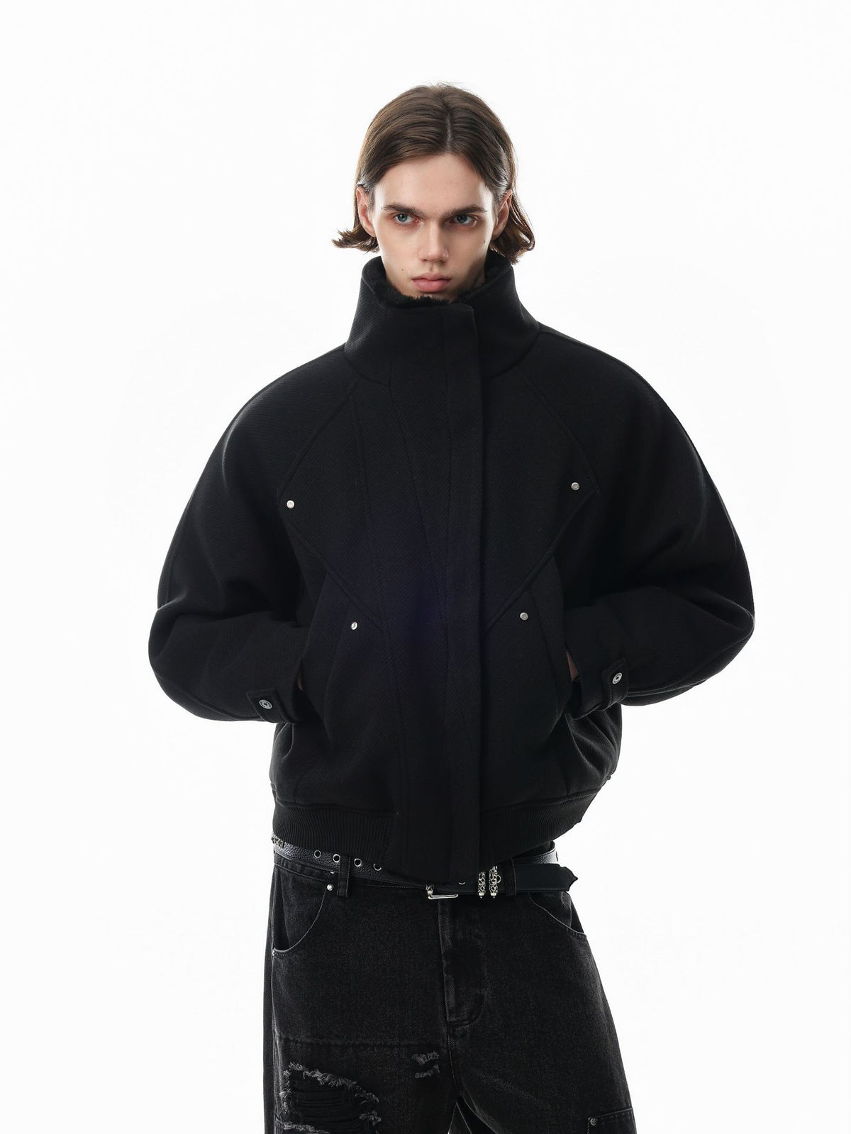 Men's Oversized Bomber Jacket with Sherpa Collar – Padded Winter Coat