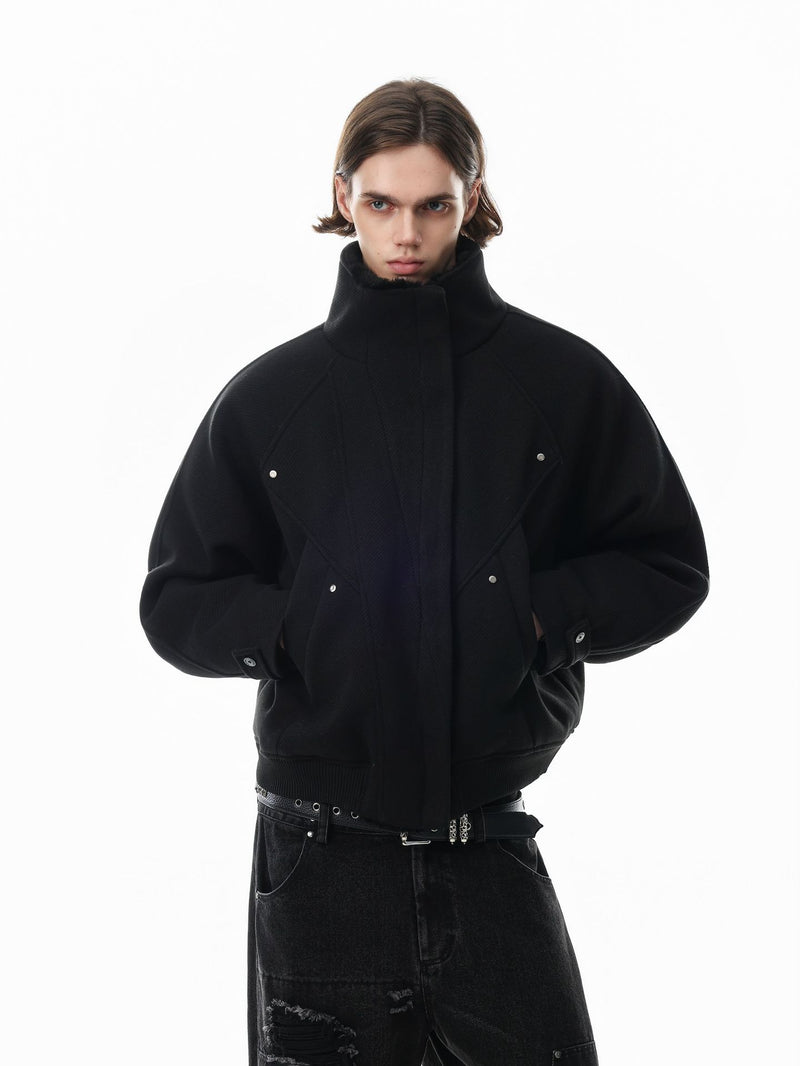 Men's Oversized Bomber Jacket with Sherpa Collar – Padded Winter Coat