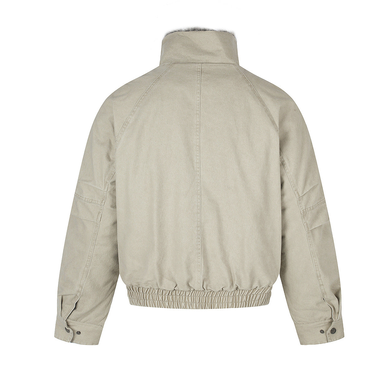 Faux Fur Collar Padded Bomber Jacket – Oversized Cotton Shell