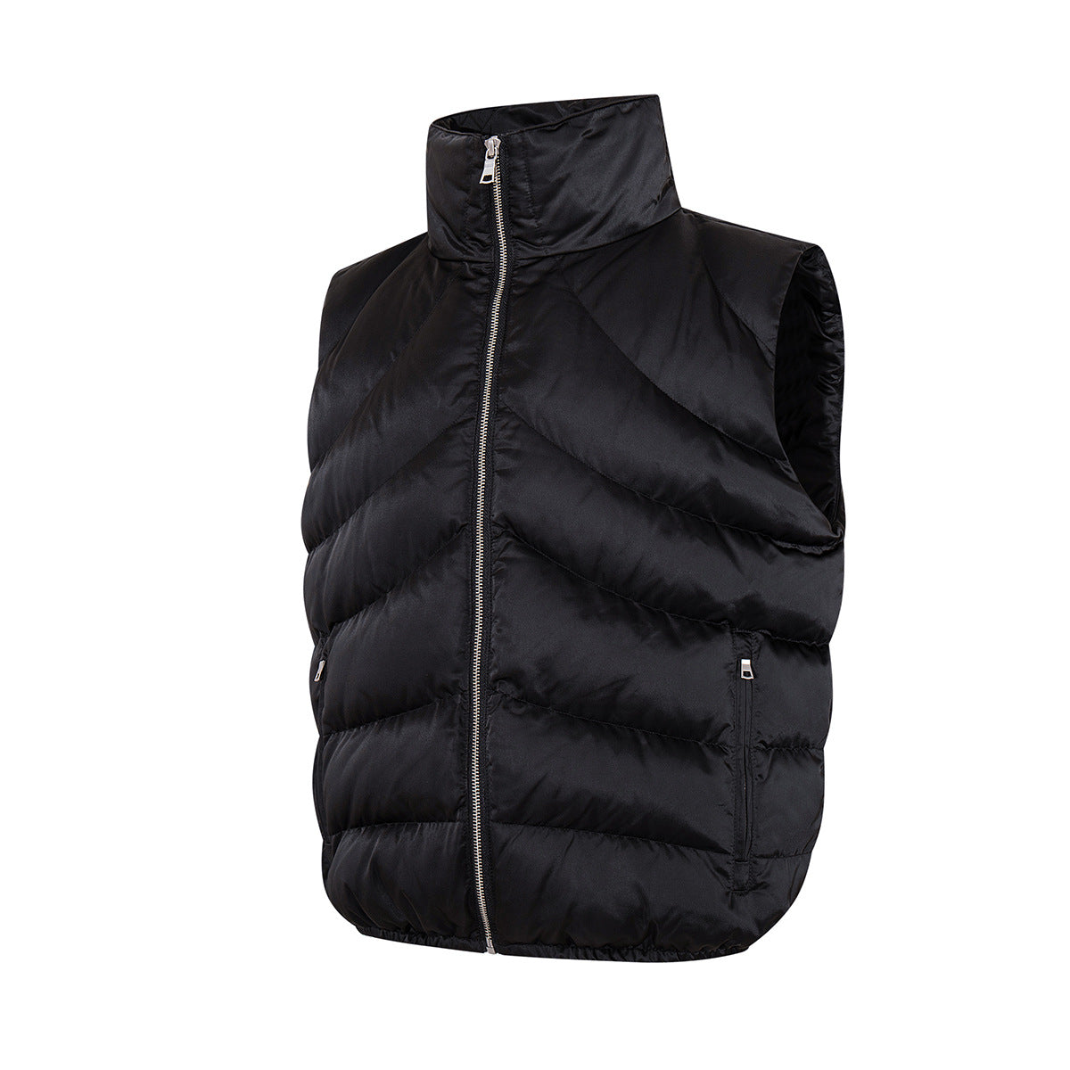 Quilted Puffer Vest Zip-Up Sleeveless Jacket with Stand Collar