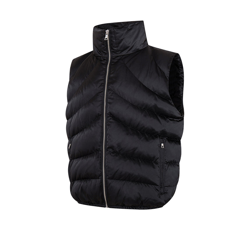 Quilted Puffer Vest Zip-Up Sleeveless Jacket with Stand Collar