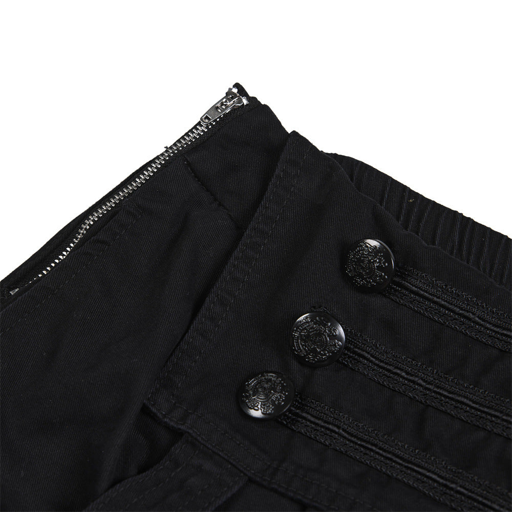 Black Cargo Pants Men – Wide Leg Double-Breasted High-Street Trousers