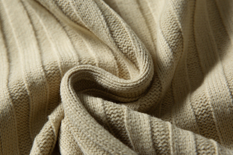Ribbed Knit Crewneck Sweater — Oversized Fit, Solid Color