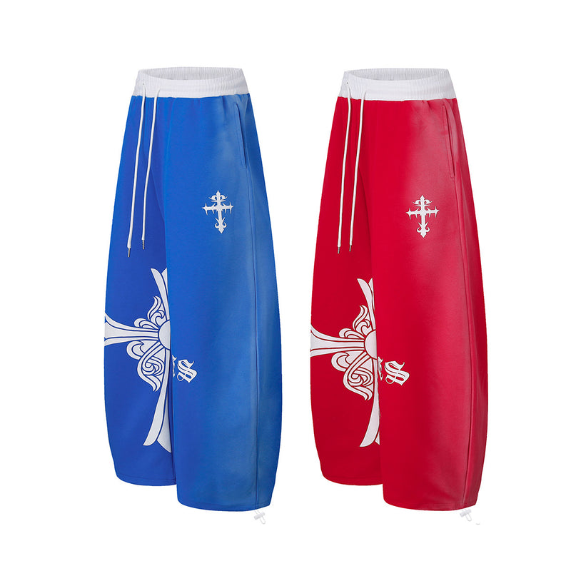 Pantalones de Chándal Góticos de Pierna Ancha con Cruz – Joggers Extragrandes Hip-Hop para Street Dance