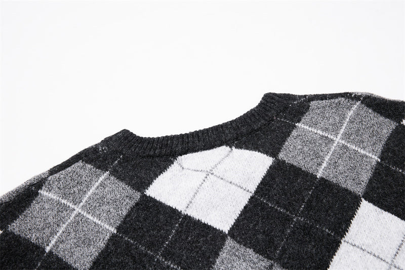 Gilet homme en maille argyle – Coupe oversize boutonnée