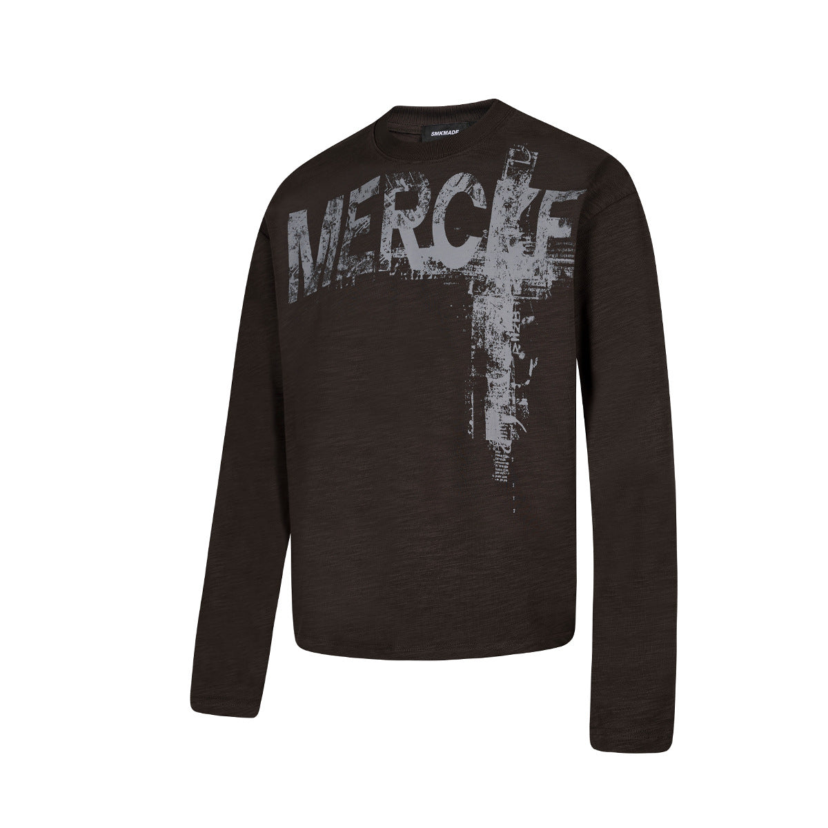 Long Sleeve Graffiti Cross Print Tee – Slub Cotton Crew Neck T-Shirt