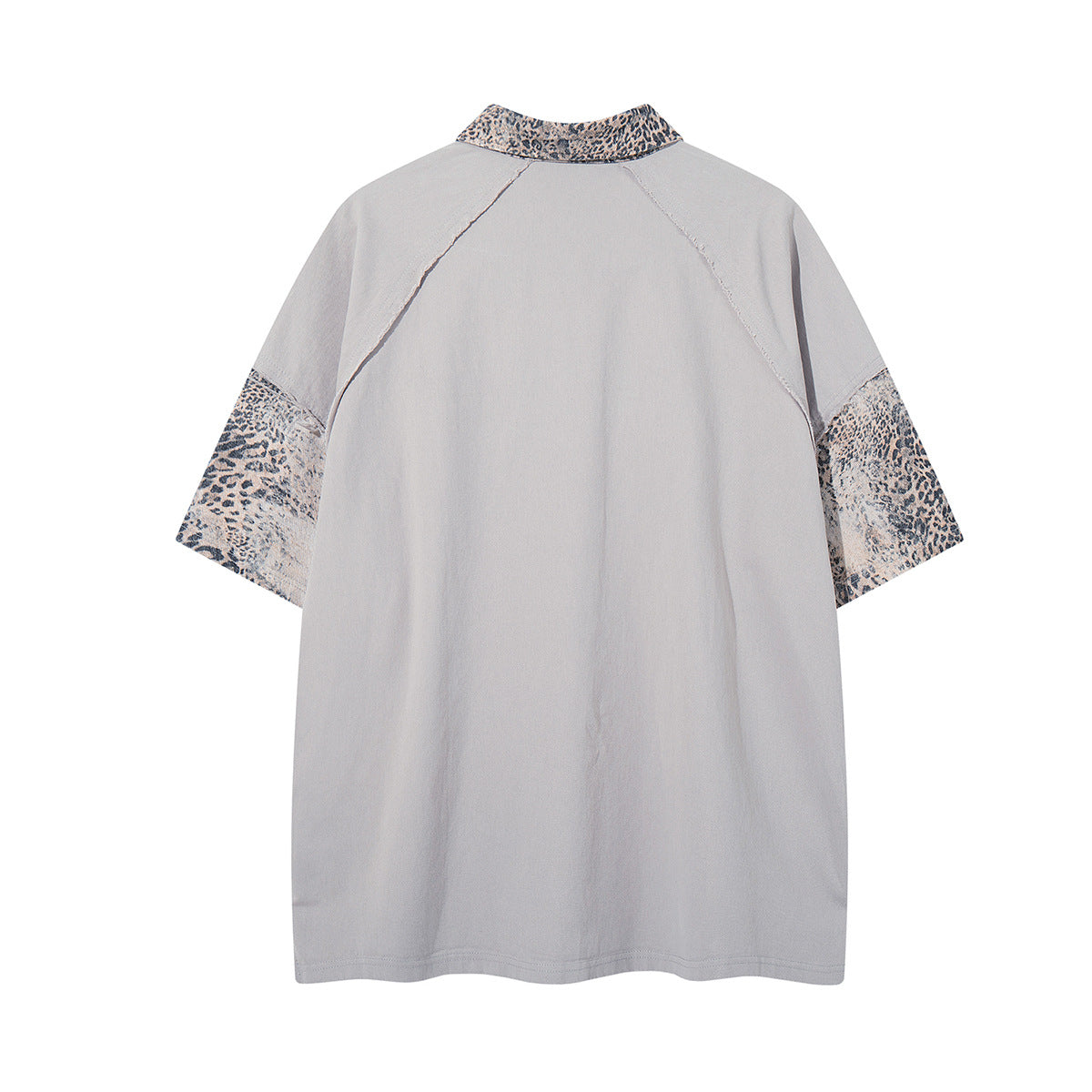 Chemise à col et manches courtes – Polo patchwork léopard graffiti