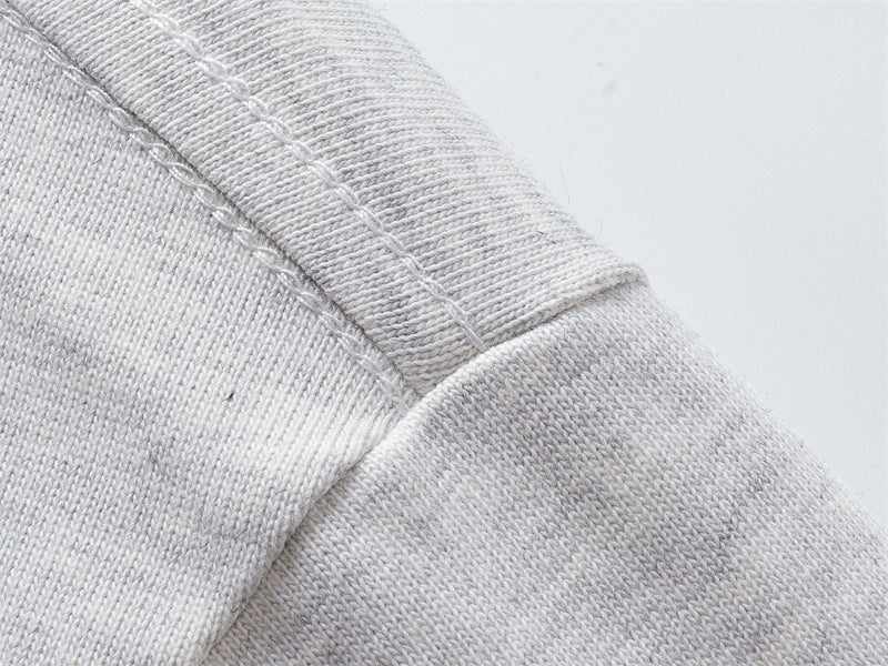 Langarm-T-Shirt mit Rundhalsausschnitt – minimalistischer Schriftprint, meliertes Grau