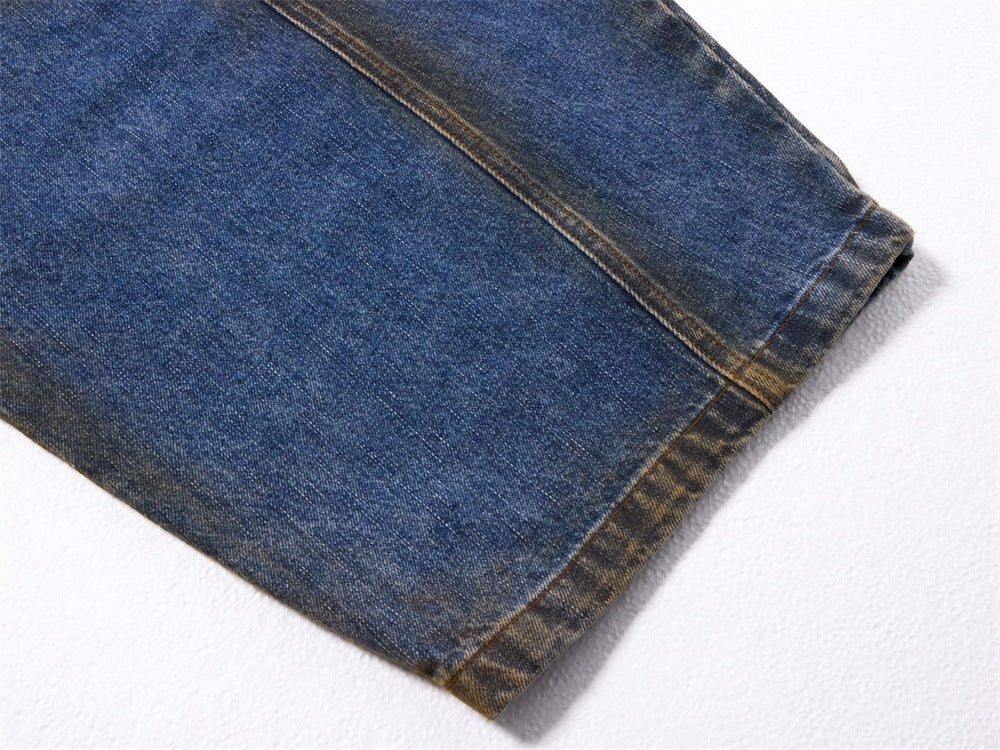 Baggy Wide-Leg Jeans – Deconstructed Patchwork Scimitar Seam, Vintage Wash with