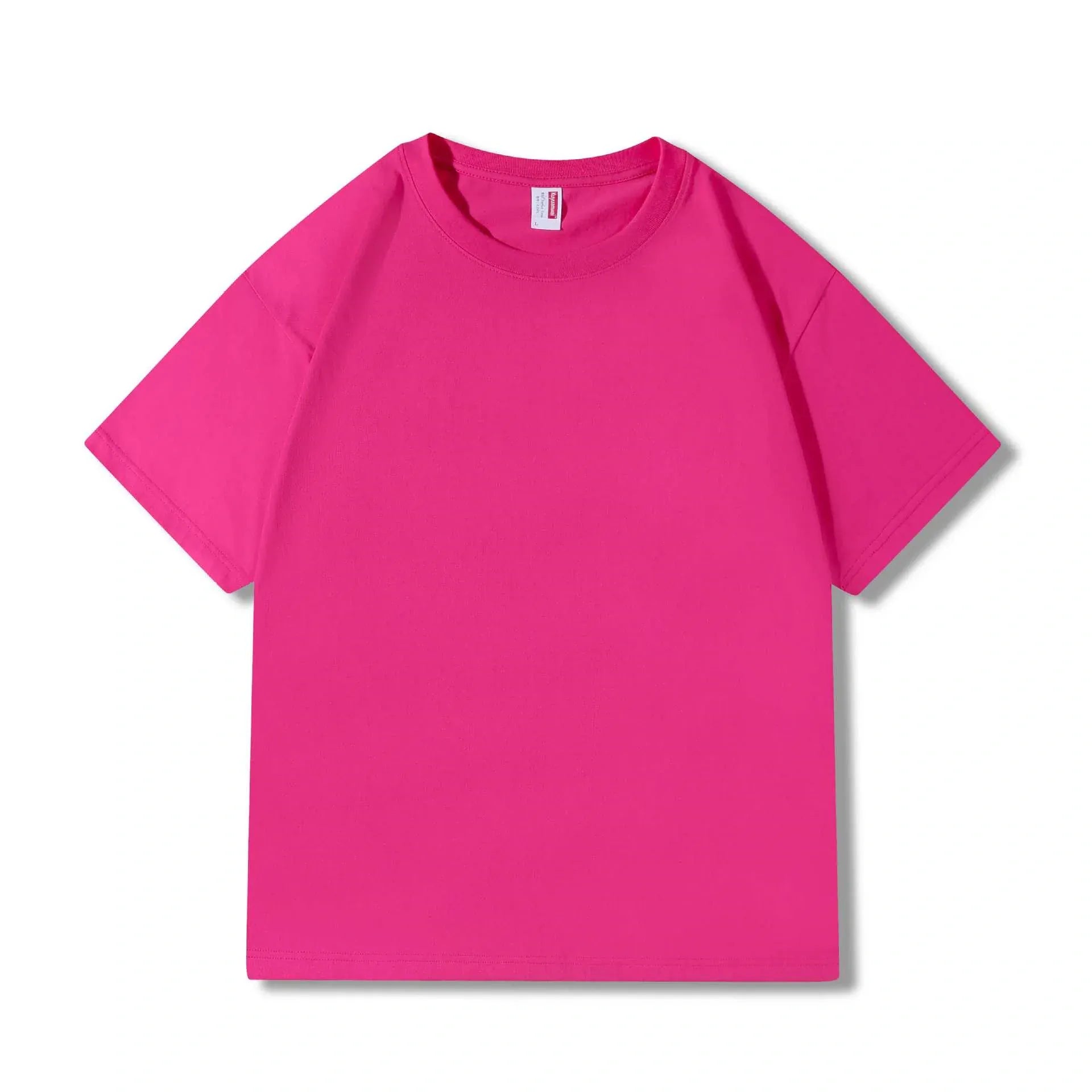 The Custom Anime Character Hot Pink T-Shirt, a personalized 230GSM 100% cotton tee, is shown laid flat on white—ideal for highlighting your unique anime design.