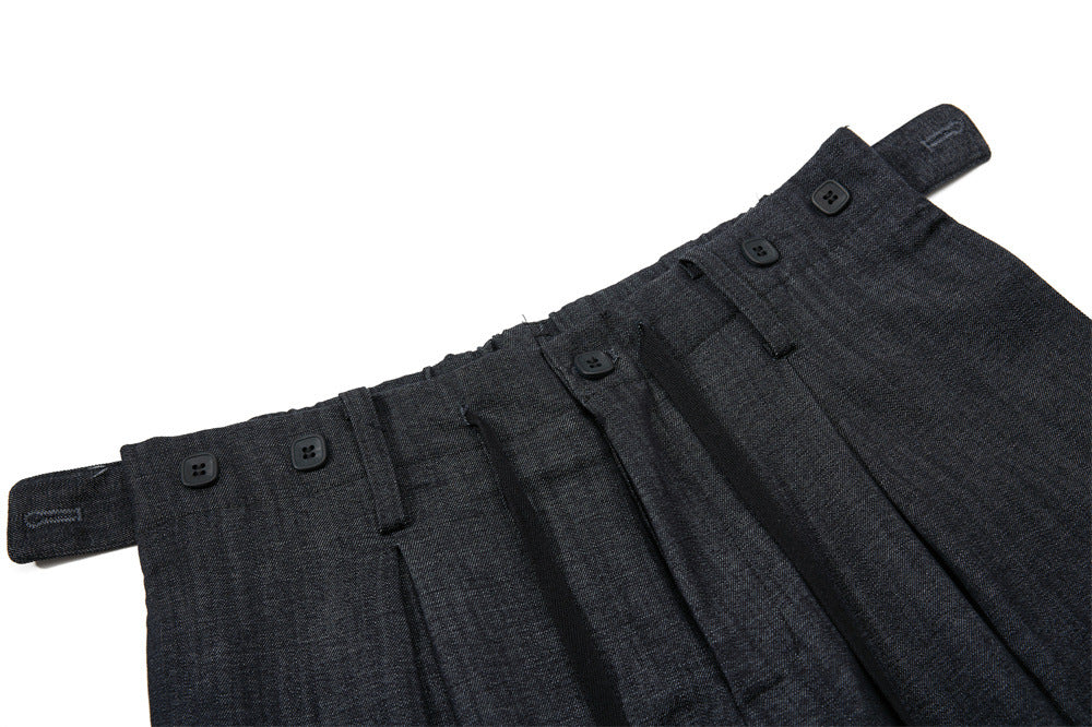 Wide-Leg Pleated Trousers – Men's Loose Fit Draped Floor-Length Pants