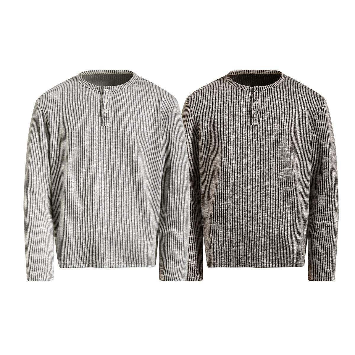 Men's Ribbed Henley Long Sleeve Tee – Vintage Old Money Style