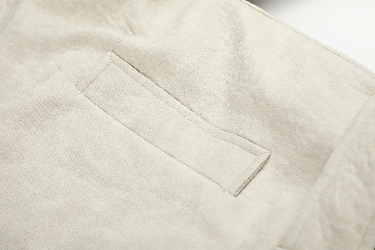 Double-Breasted Shearling-Collar Padded Jacket with Waist Belt