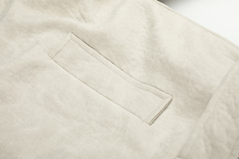 Double-Breasted Shearling-Collar Padded Jacket with Waist Belt