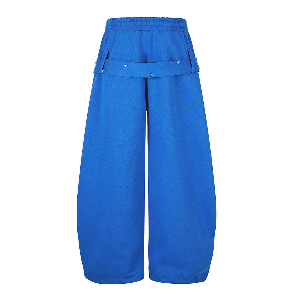 Star Studded Belt Wide Leg Sweatpants – Oversized High Street Baggy Trousers