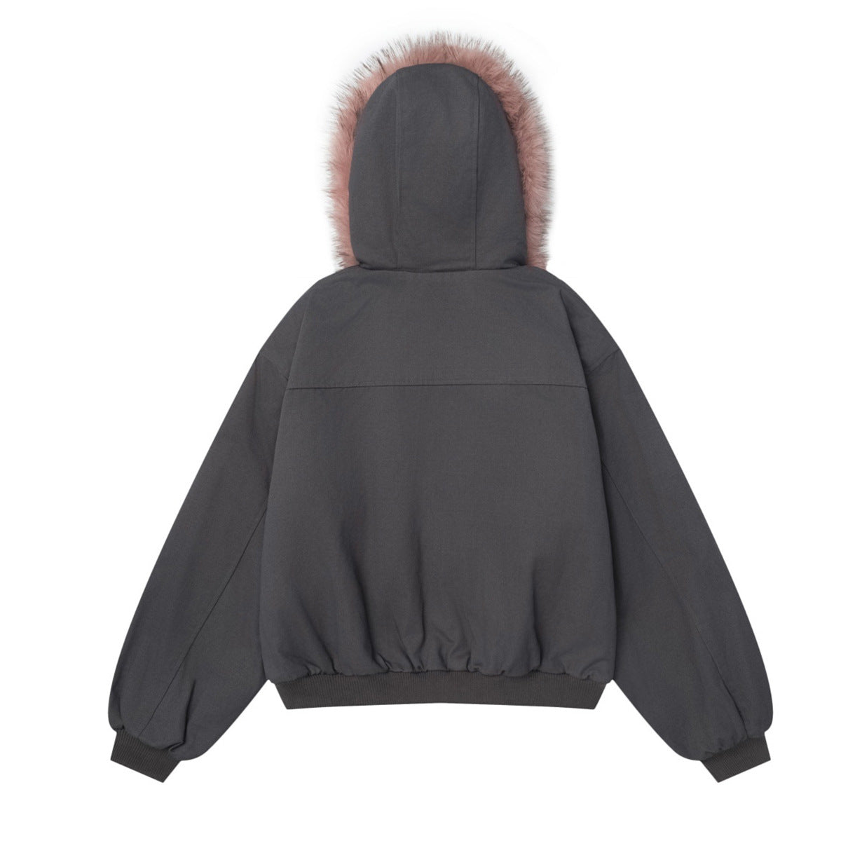 Chaqueta acolchada oversize con capucha y ribete de pelo sintético