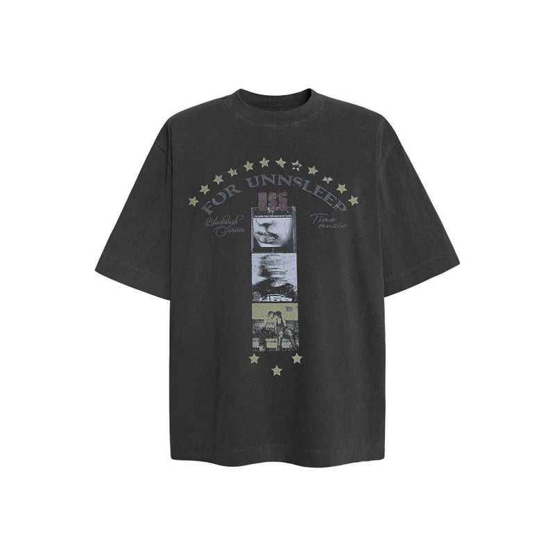Oversized Graphic Washed T-Shirt – Vintage Street Style Short Sleeve Tee