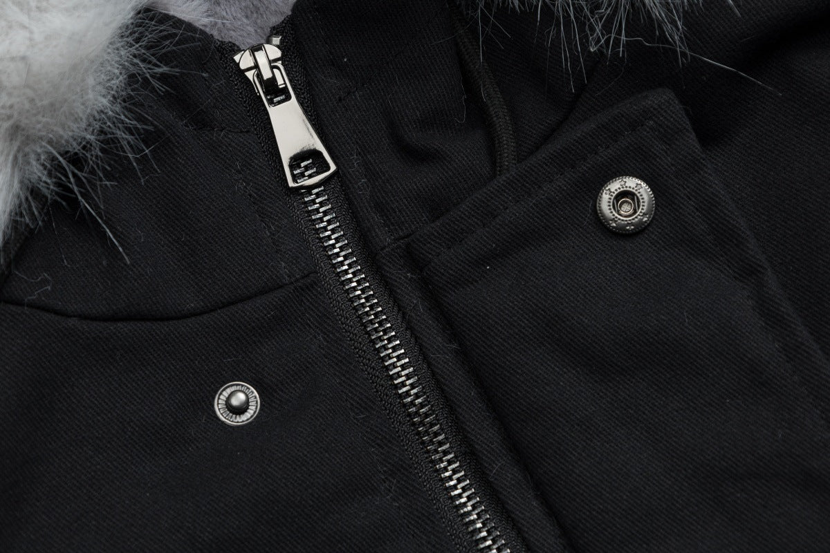 Chaqueta acolchada oversize con capucha y ribete de pelo sintético