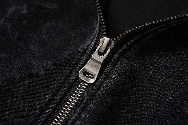 Sudadera con capucha y cremallera de patchwork de cuadros — Chaqueta extragrande de felpa y franela lavadas