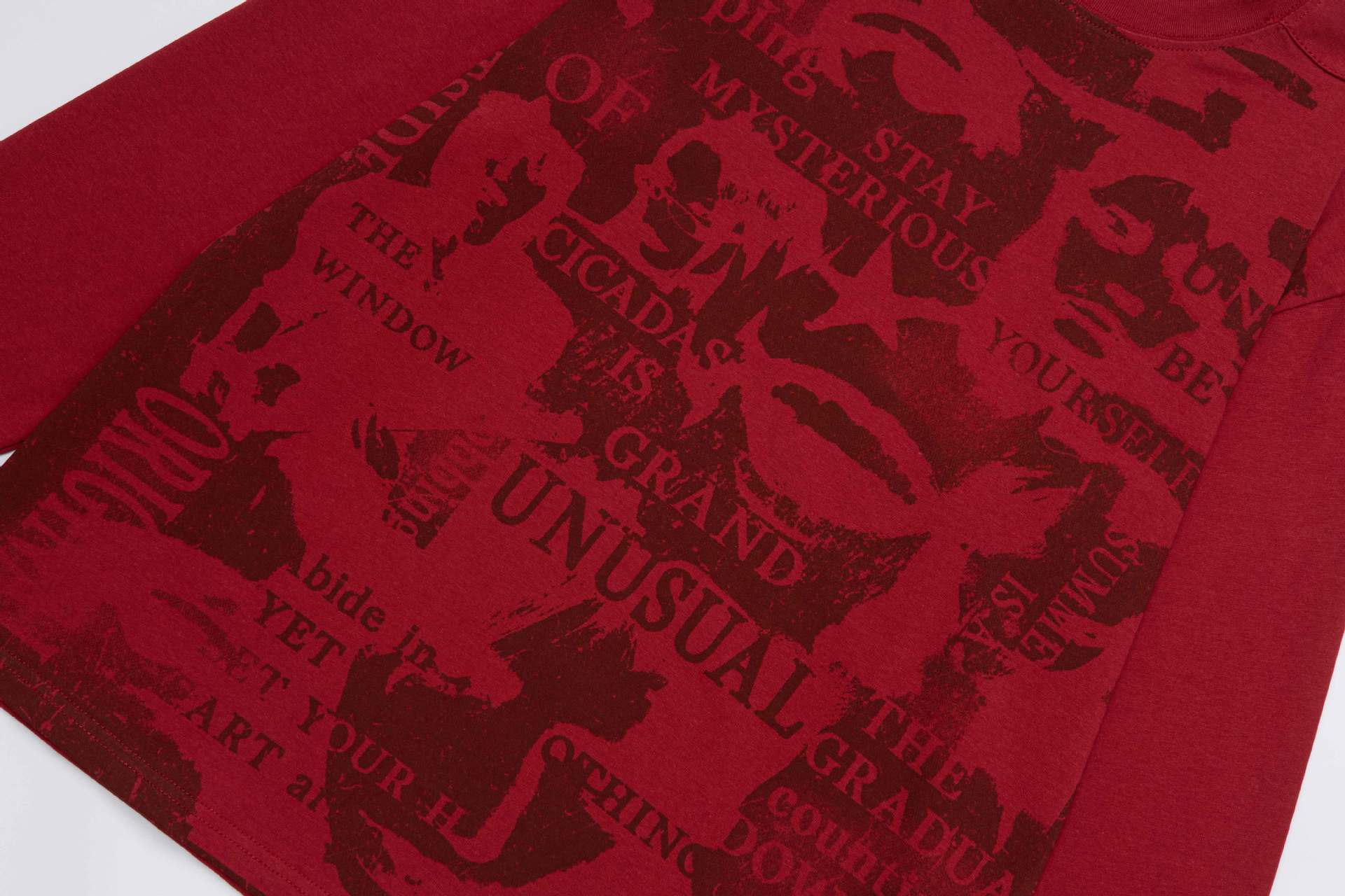 ロングスリーブシャツ ダークパンク グラフィックコラージュプリント スリムフィットTシャツ