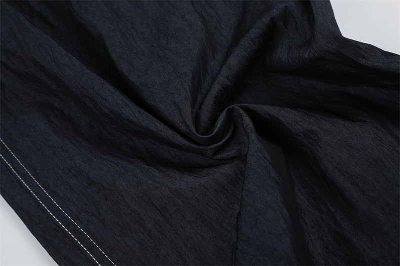 Wide-Leg Denim Pants with Contrast Stitching and Star Tack Details