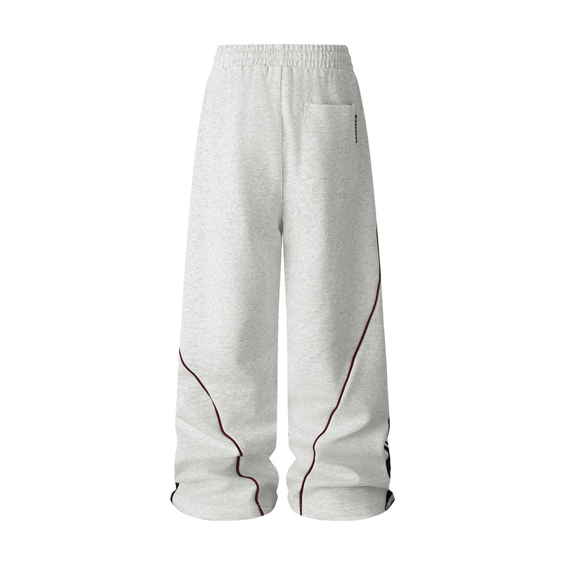 Pantalon de survêtement baggy à jambes larges avec détail rayé incurvé – Style streetwear hip-hop