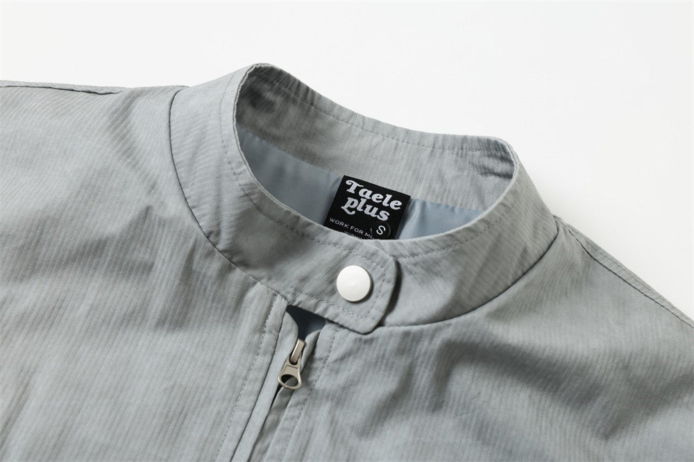 Stand Collar Zip Jacket – Oversized Corduroy with Curved Seam Detail & Large