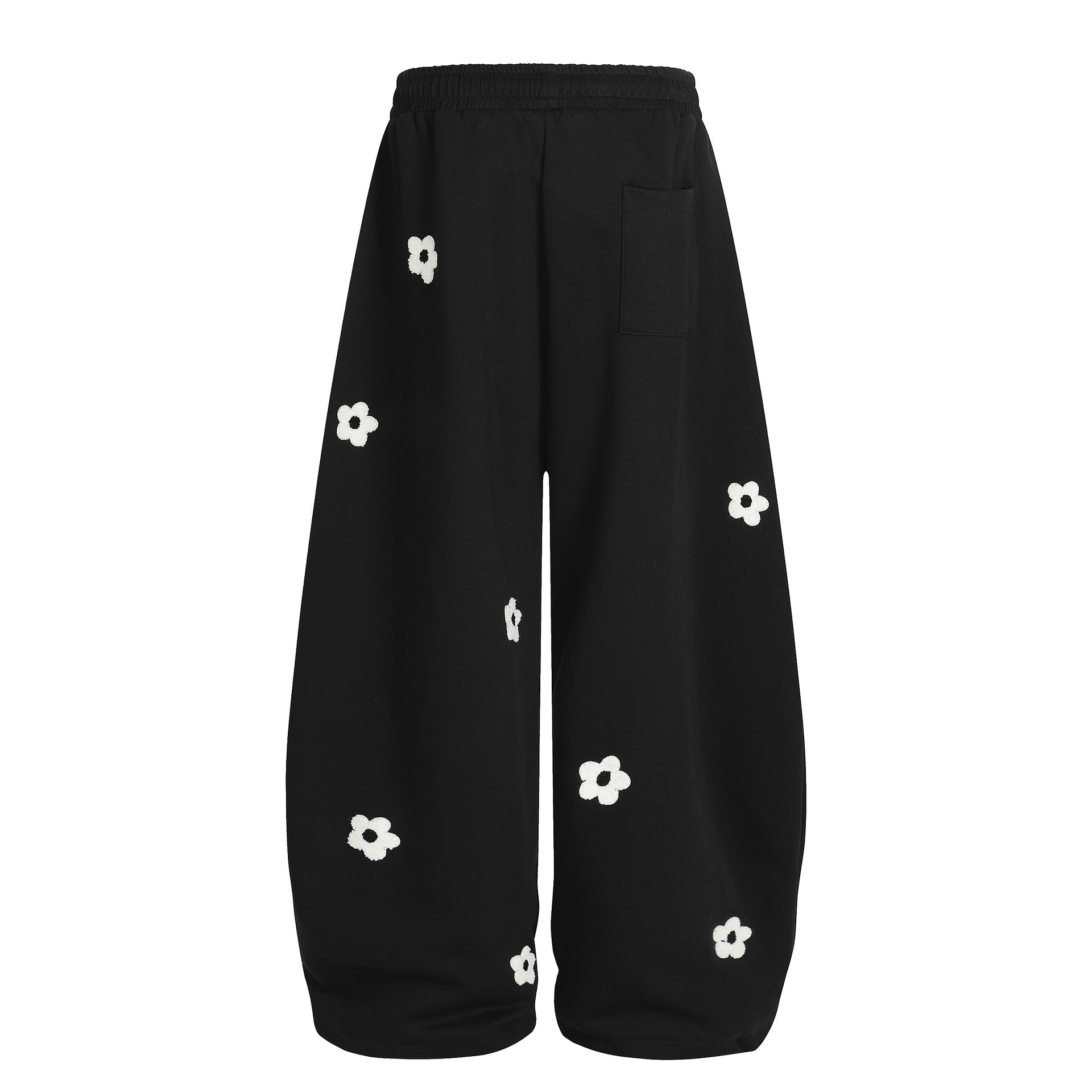 Pantalon de survêtement wide leg avec broderie florale intégrale et taille à cordon