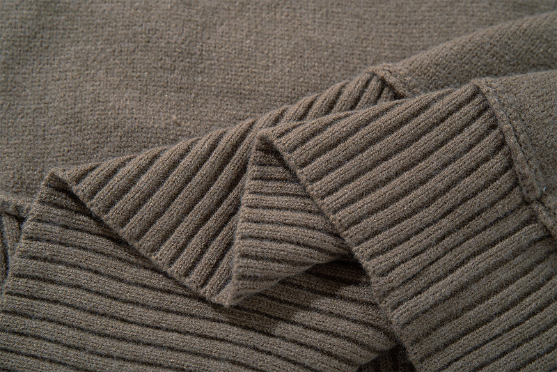 Veste pull en maille à col montant et zip intégral avec bas côtelé