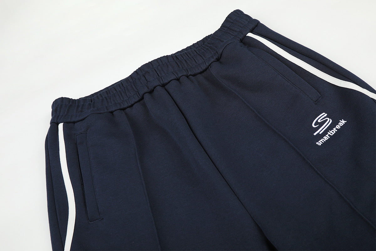 Pantalon de survêtement wide leg à liseré ondulé – Coupe droite décontractée