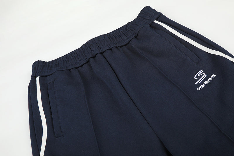Pantalon de survêtement wide leg à liseré ondulé – Coupe droite décontractée