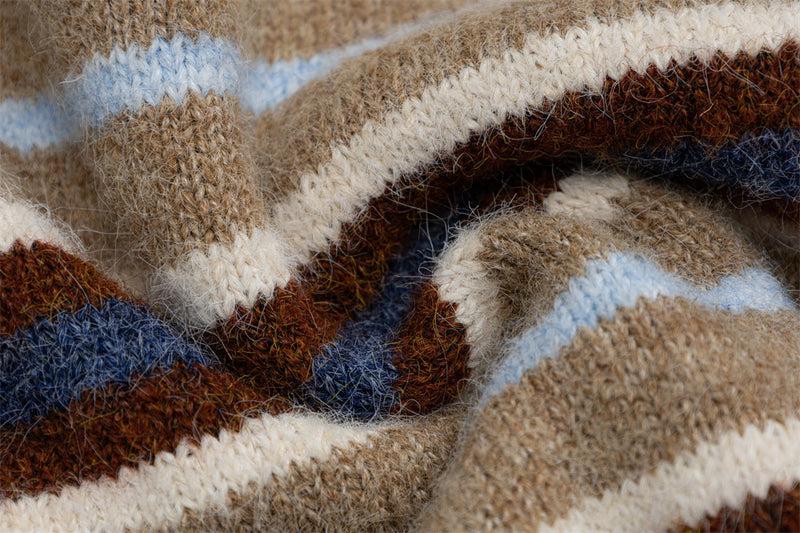 Men's Vintage Stripe Crewneck Knit Sweater – Oversized Relaxed Fit