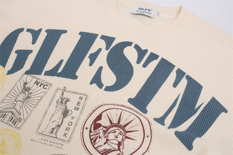 GLFSTM New York Graphic Long-Sleeve Waffle-Knit Tee – Oversized Crew Neck