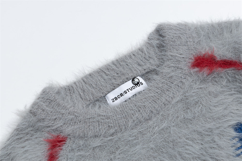 Monchiti 49 Fuzzy Knit Crewneck Sweater – Oversized Streetwear Pullover