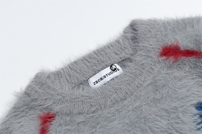Monchiti 49 Fuzzy Knit Crewneck Sweater – Oversized Streetwear Pullover