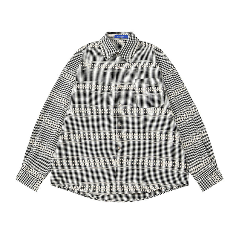 Men's Plaid Long Sleeve Oversized Button-Up Shirt