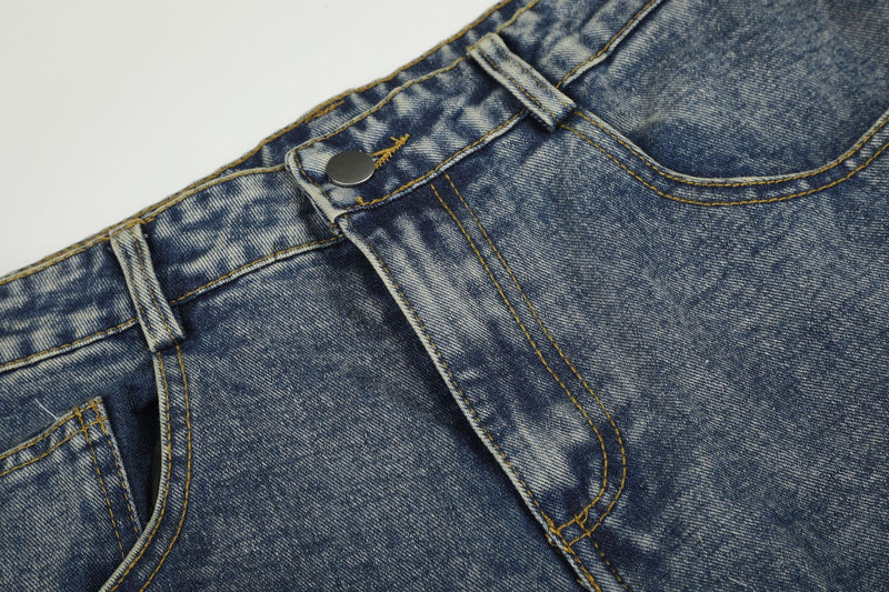 Jean baggy à jambes larges avec poches arrière graphiques – Coupe tonneau oversize