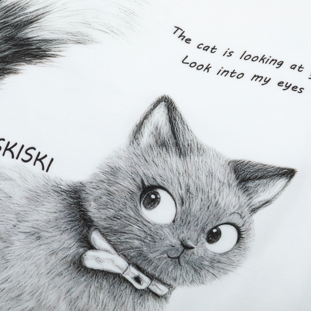 Monskiski Cat Graphic Crew Neck T-Shirt – 3D Sketch Print Short Sleeve Tee