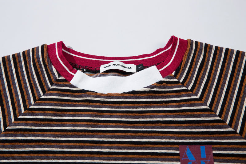 Striped Long Sleeve Crew Neck Shirt – Retro Campus Colorblock Tee