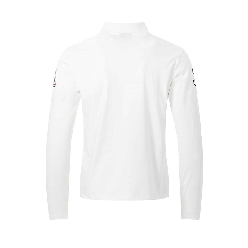 Men's Long Sleeve Polo Shirt with Embroidered Crest Badge