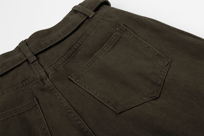 Wide-Leg Cargo Pants with Belt — Multi-Pocket Relaxed Fit