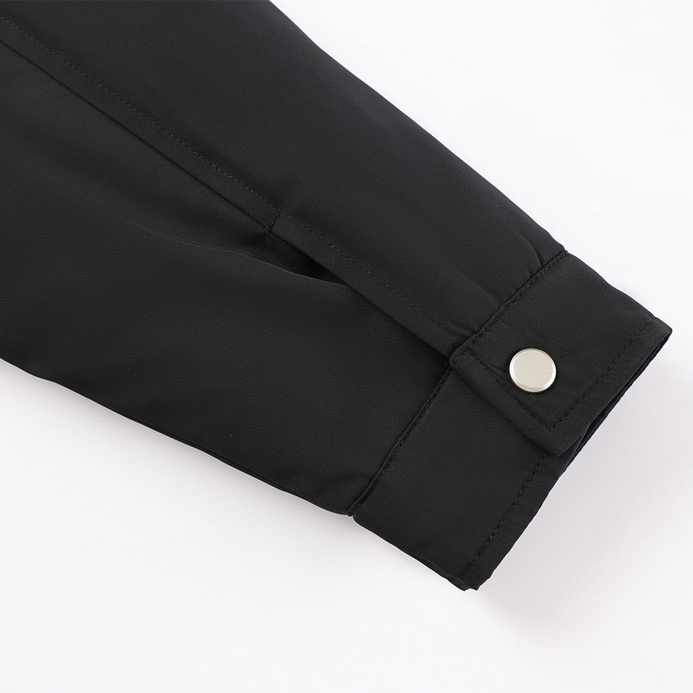 Men's Stand Collar Bomber Jacket with Padded Lining and Curved Seam Detail