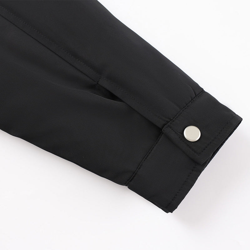 Men's Stand Collar Bomber Jacket with Padded Lining and Curved Seam Detail
