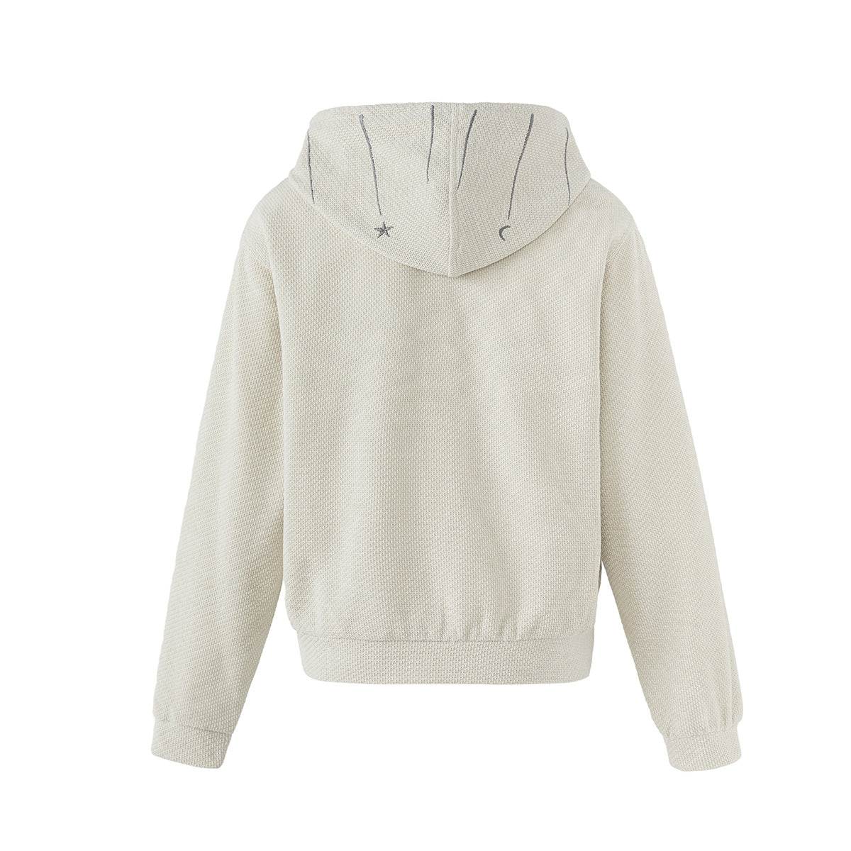 Celestial Moon & Star Embroidered Zip-Up Hoodie Jacket with Hanging Charms