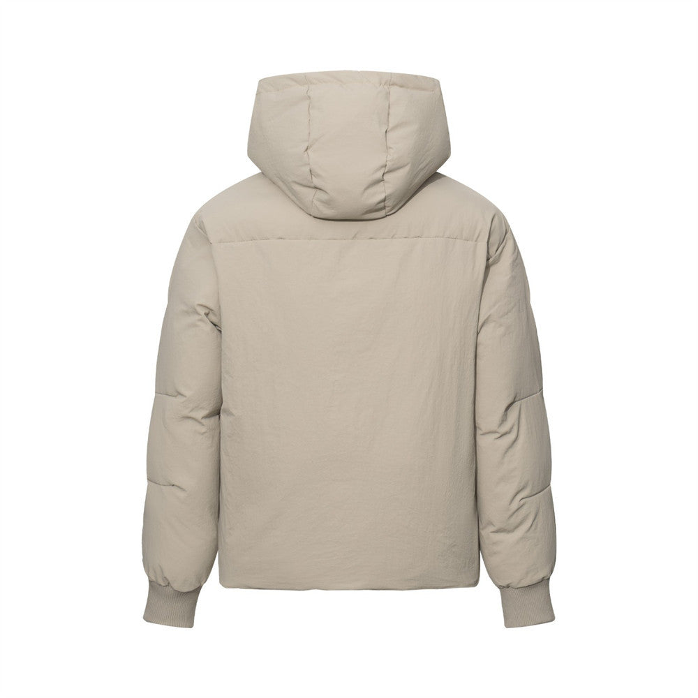 Men's Oversized Hooded Puffer Jacket – Solid Color Relaxed Fit Winter Coat