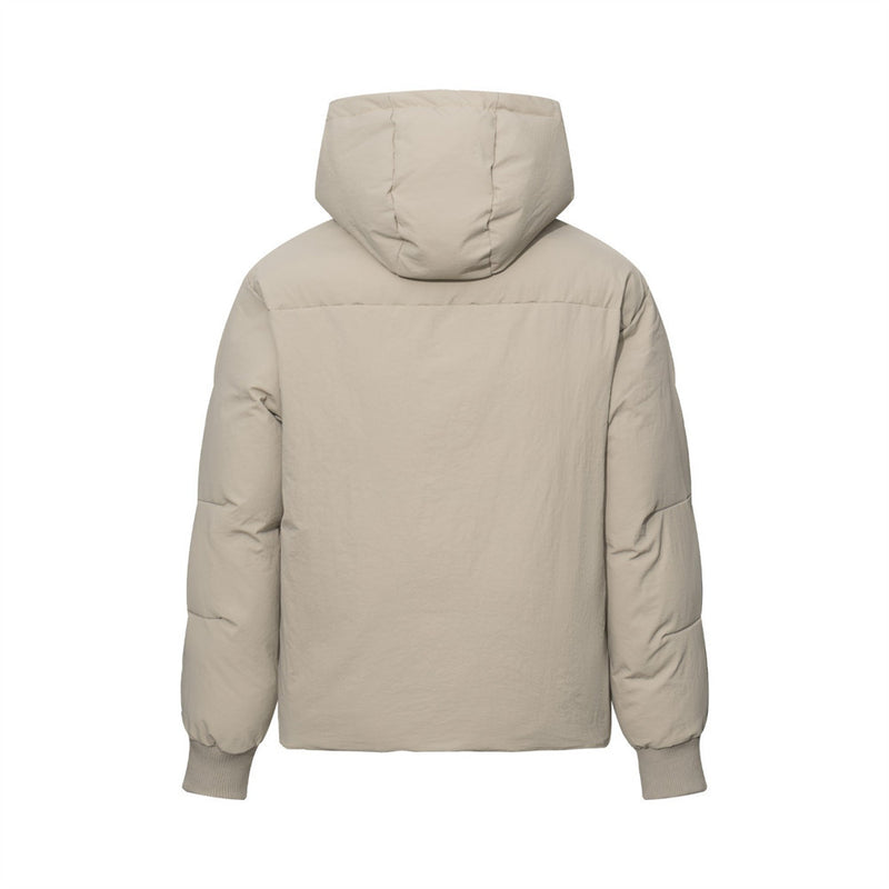 Men's Oversized Hooded Puffer Jacket – Solid Color Relaxed Fit Winter Coat