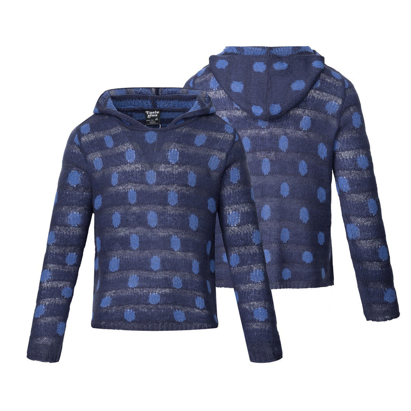 Pull hoodie en maille à pois – Pullover rayé semi-transparent