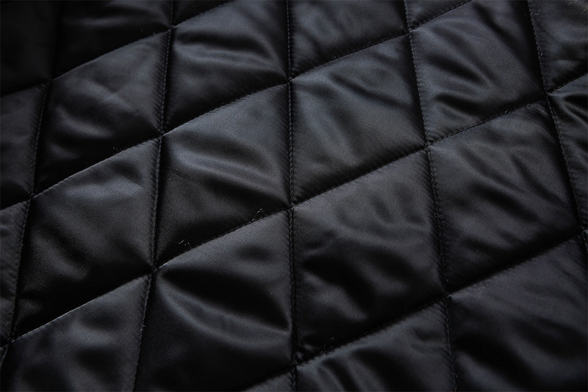 Faux Fur Collar Bomber Jacket with Quilted Lining