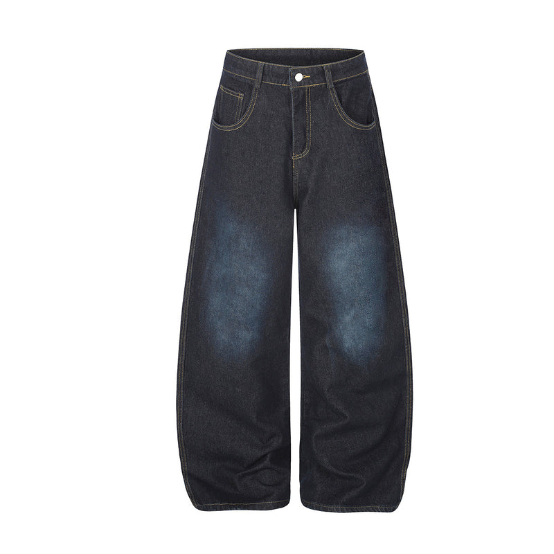 Jean baggy à jambes larges avec poches arrière graphiques – Coupe tonneau oversize