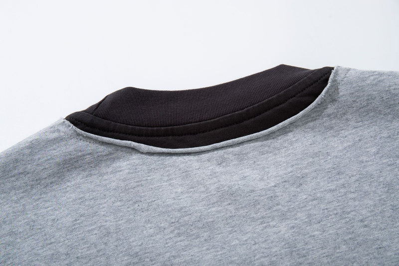 T-shirt oversize color block à motif, manches longues – Haut streetwear à effet deux pièces